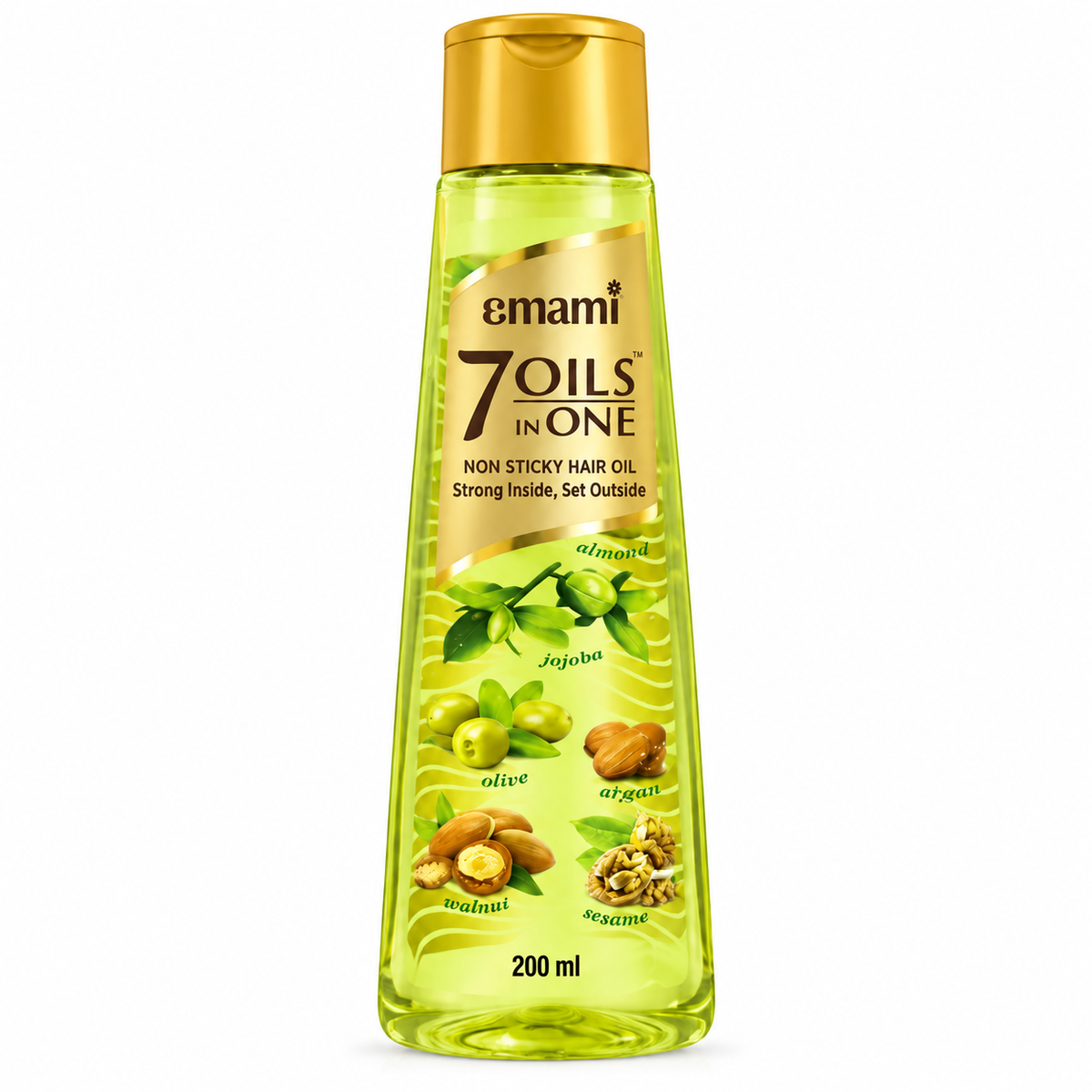 Emami 7 Oils in One Non-Sticky Hair Oil - Strong Inside Shine Outside (200ml)