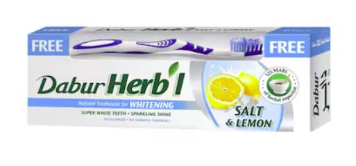 Dabur Herbal Whitening Salt & Lemon Tooth Paste+Brush 150g