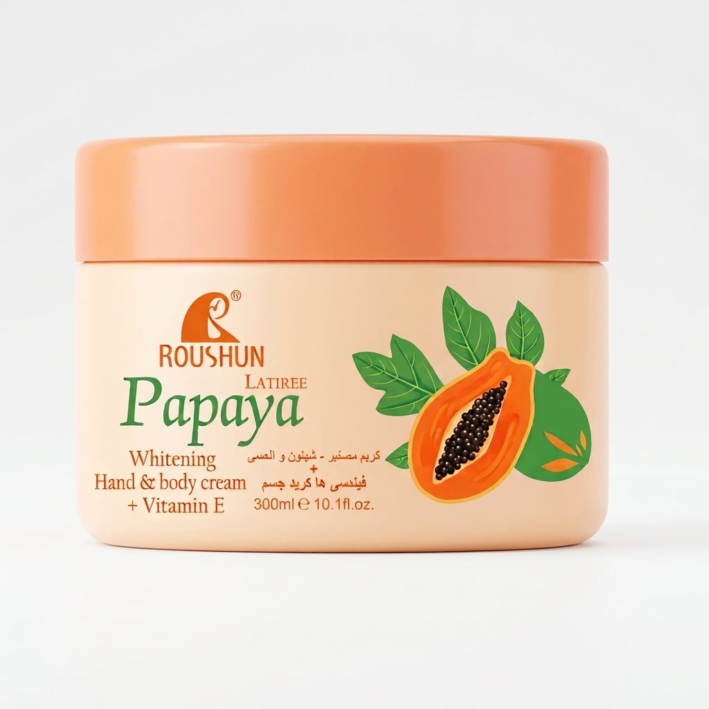 Roushun Extract Papaya Whitening Hand & Body Cream + Vitamin E - 300ml