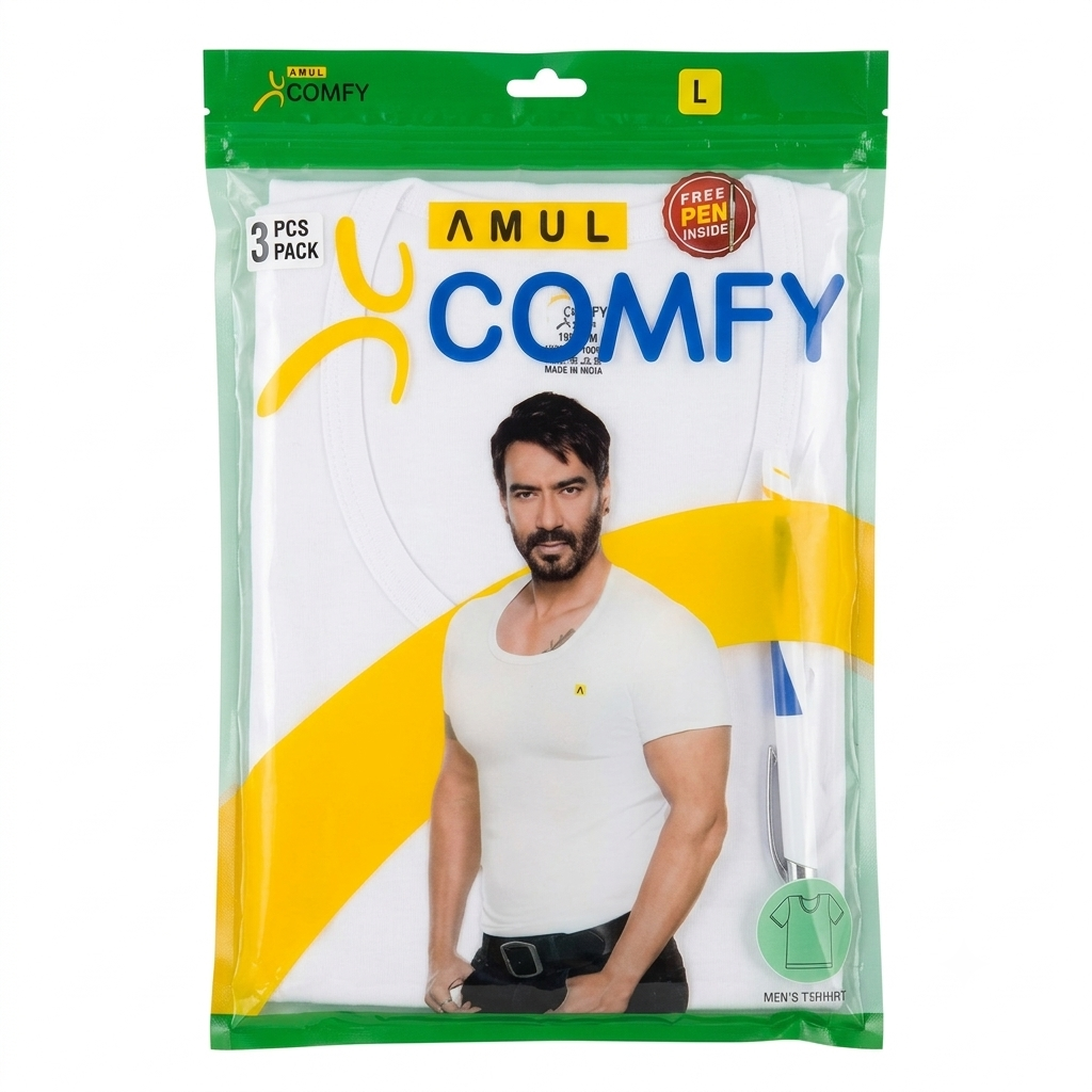 Amul Comfy Men's Basic T-Shirt - 3 Pairs Pack