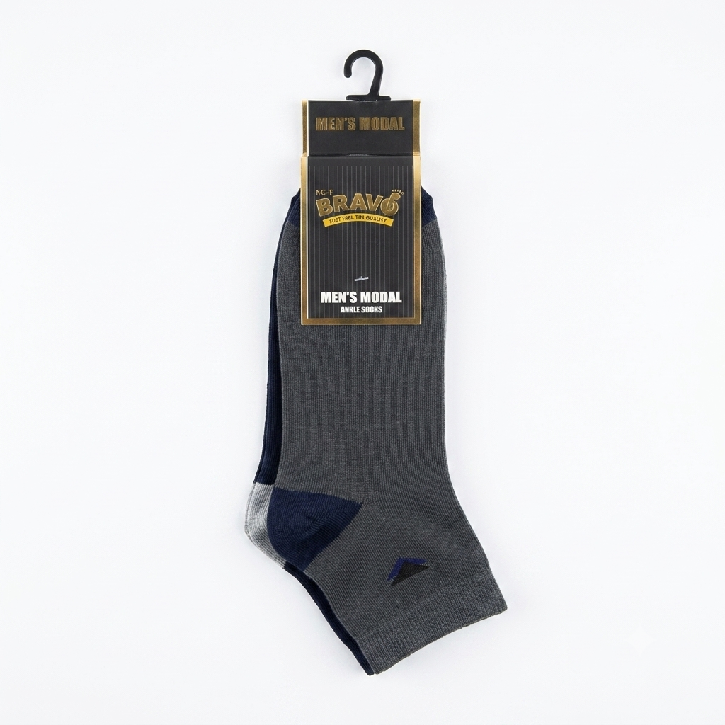 Bravo Men's Premium Modal Ankle Socks - 3 Pairs Pack