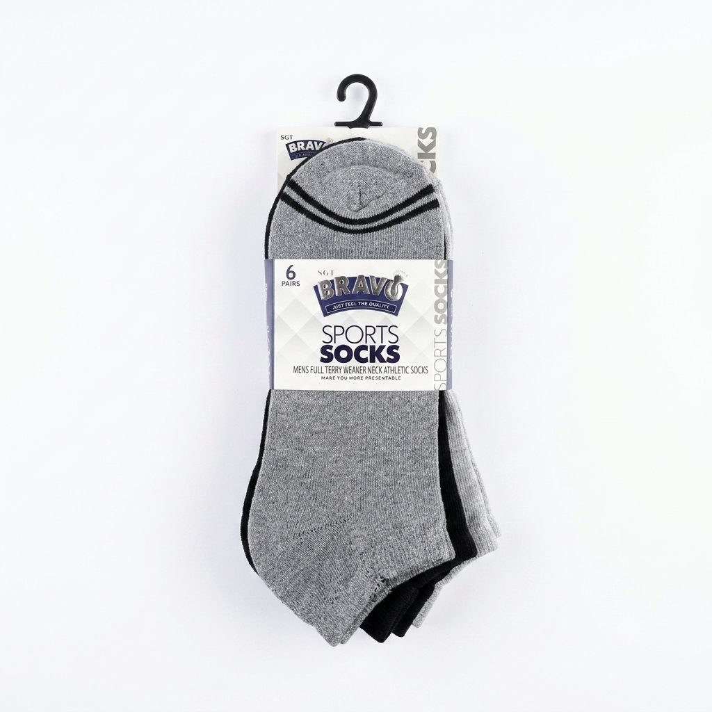 Bravo Men's Low Cut Sneaker Socks - 6 Pairs Pack