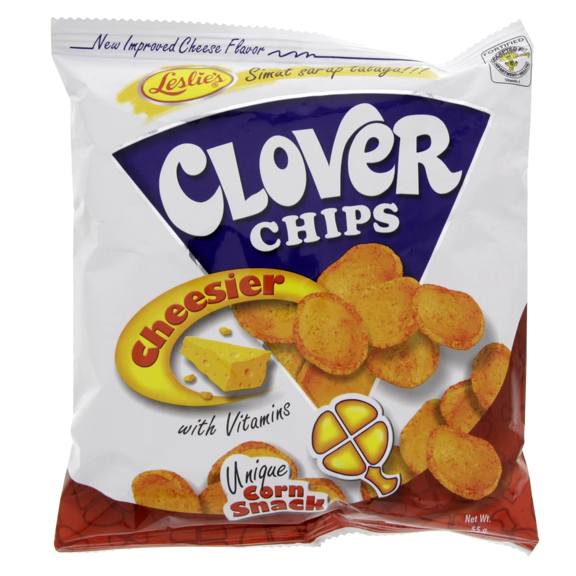 Leslies Clover Chips 55 Gm Cheesier