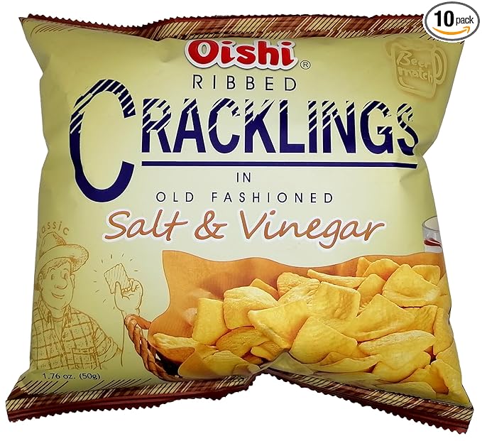 Oishi Ribbed Cracklings 50gm Salt & Vinegar