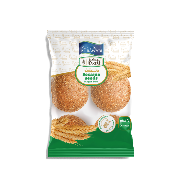 Al Rawabi Burger Bun Seeded 67g x 6 pcs