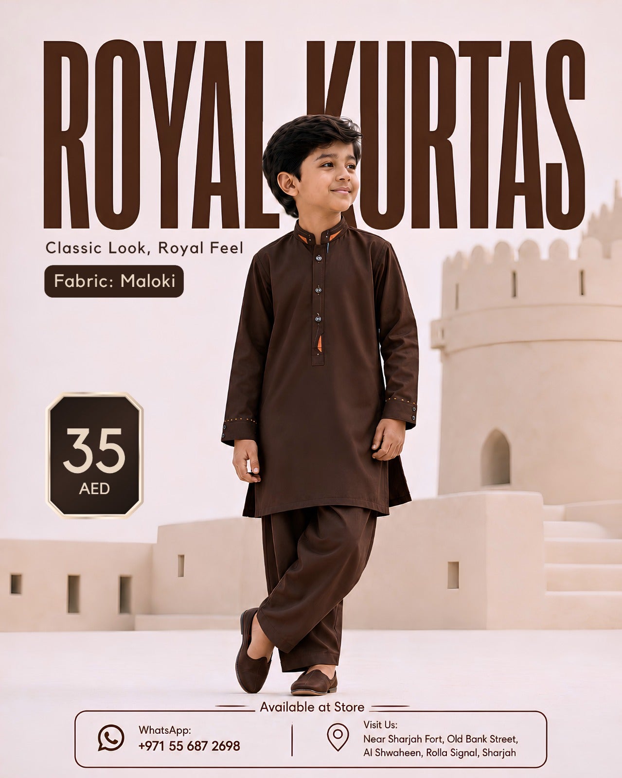 Royal Kurtas Kids Embroidery Malooki Kurta Shalwar