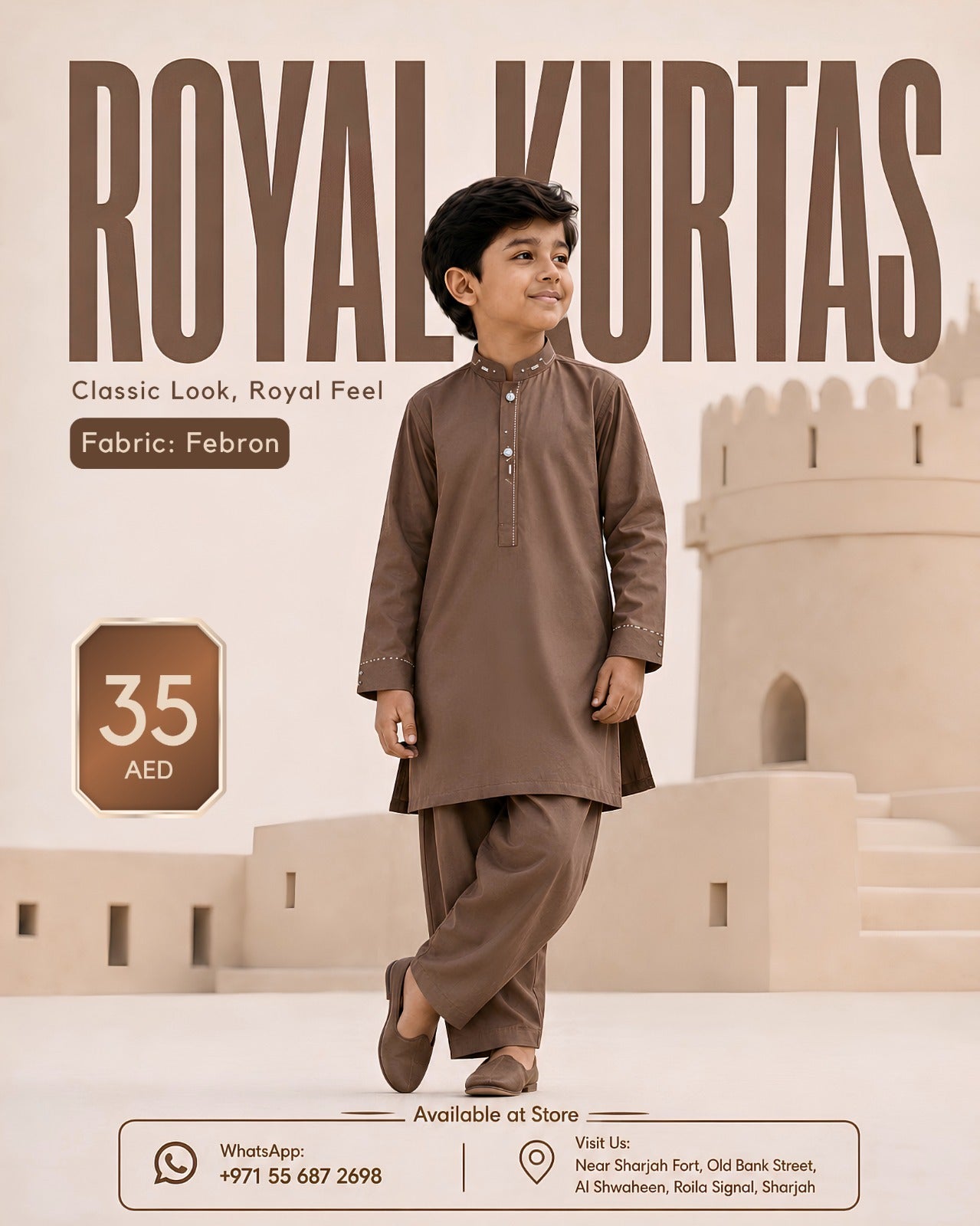 Royal Kurtas Kids Fancy Febron Shalwar Kameez