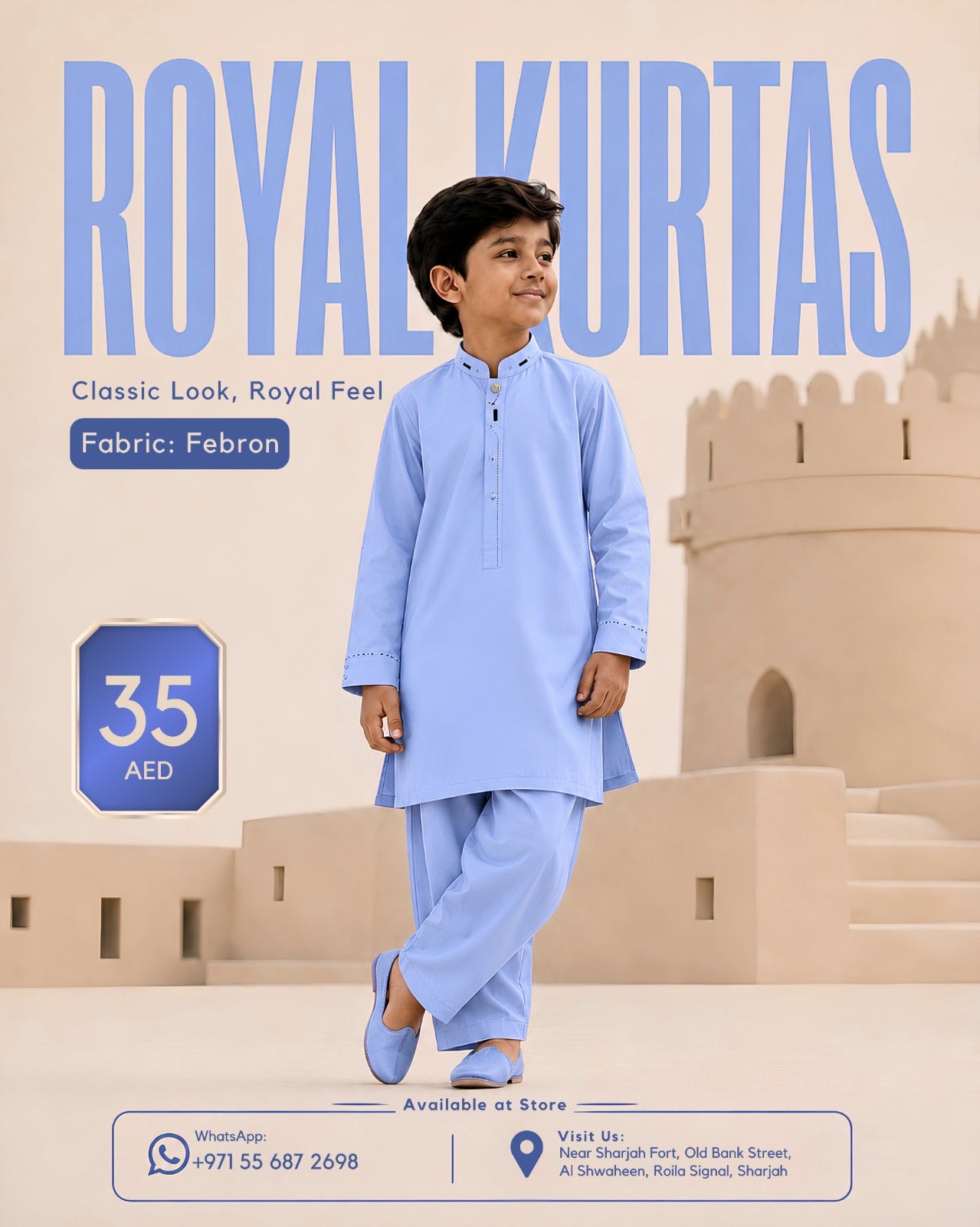 Royal Kurtas Kids Fancy Febron Shalwar Kameez