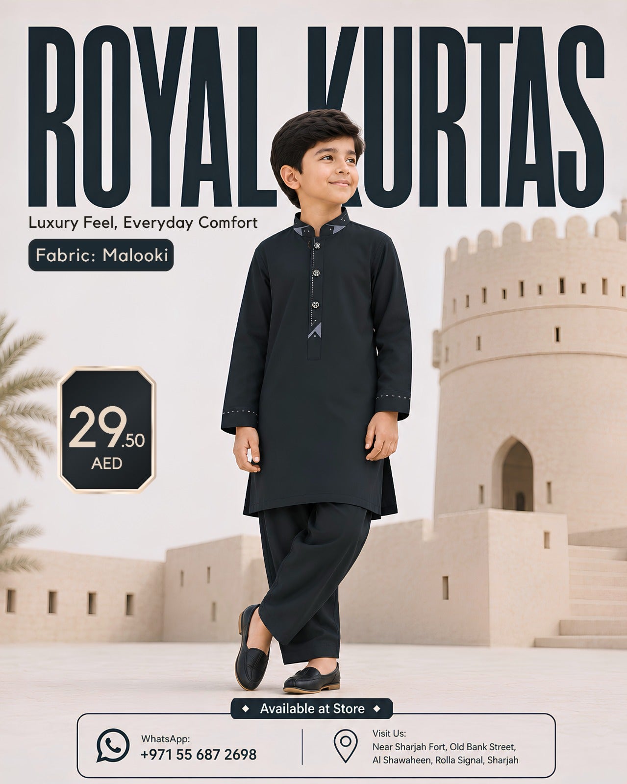 Royal Kurtas Kids Embroidery Malooki Kurta Pajama