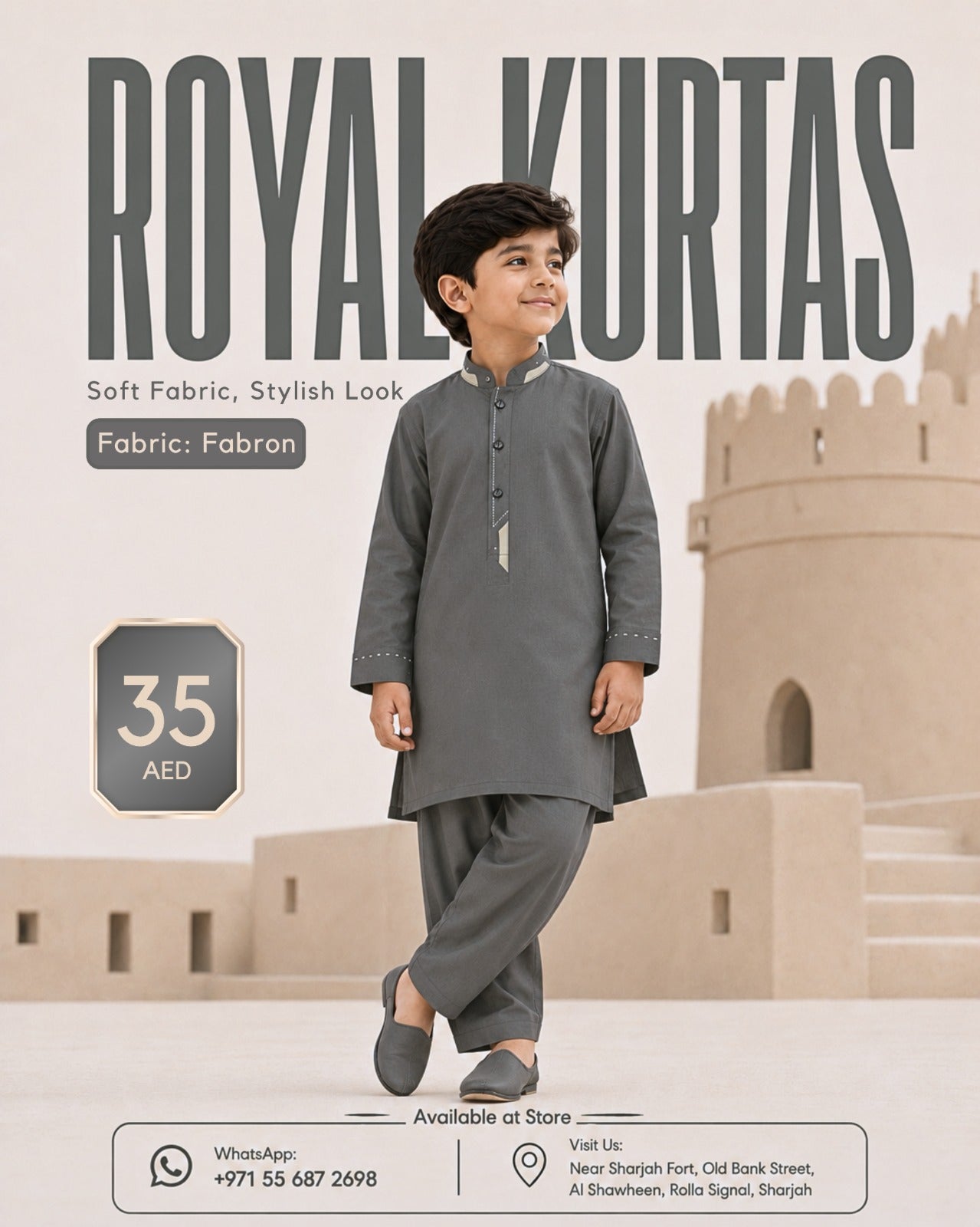 Royal Kurtas Kids Executive Febron Shalwar Kameez
