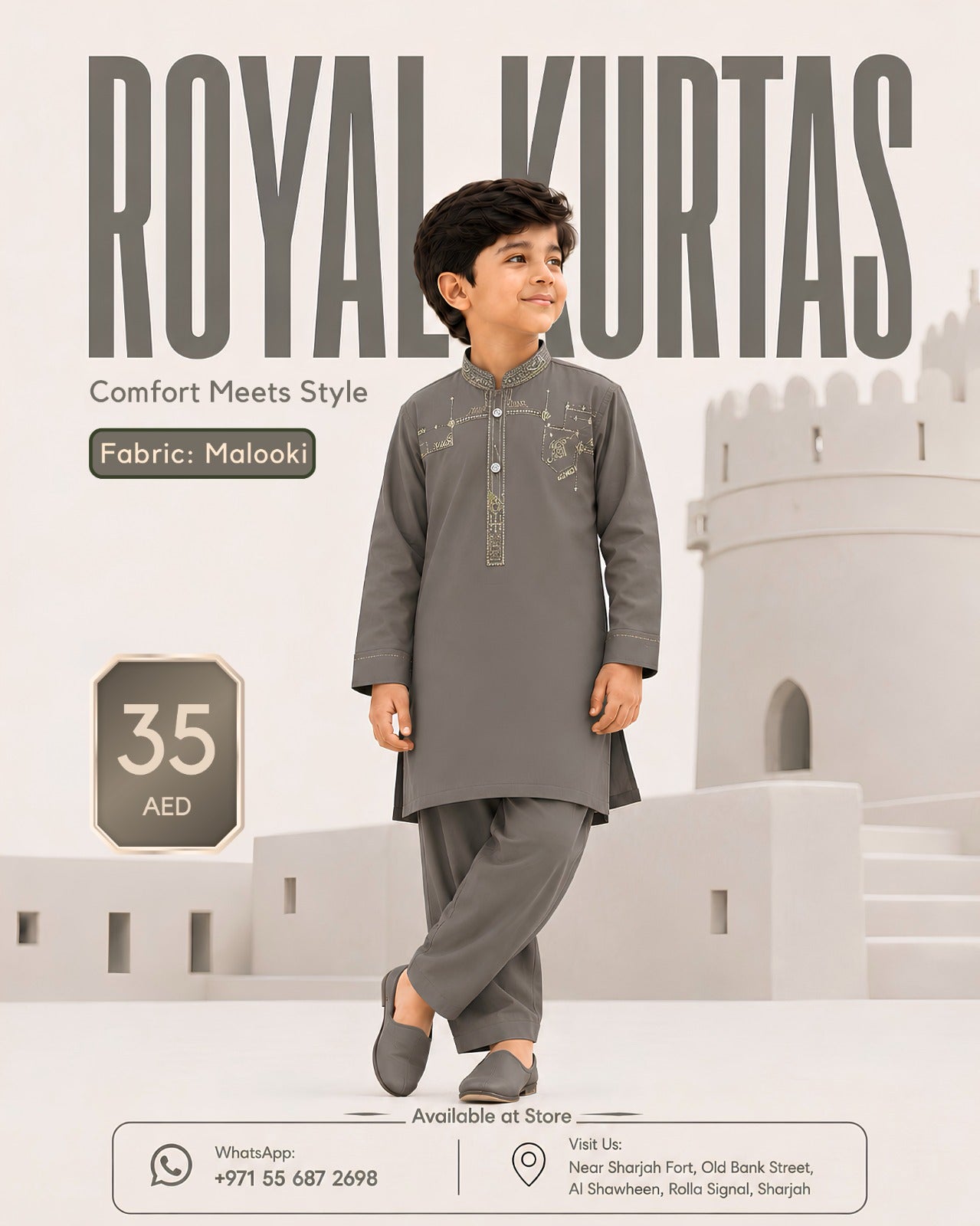 Kids' Elegant Malooki Embroidered Shalwar Kameez Suit