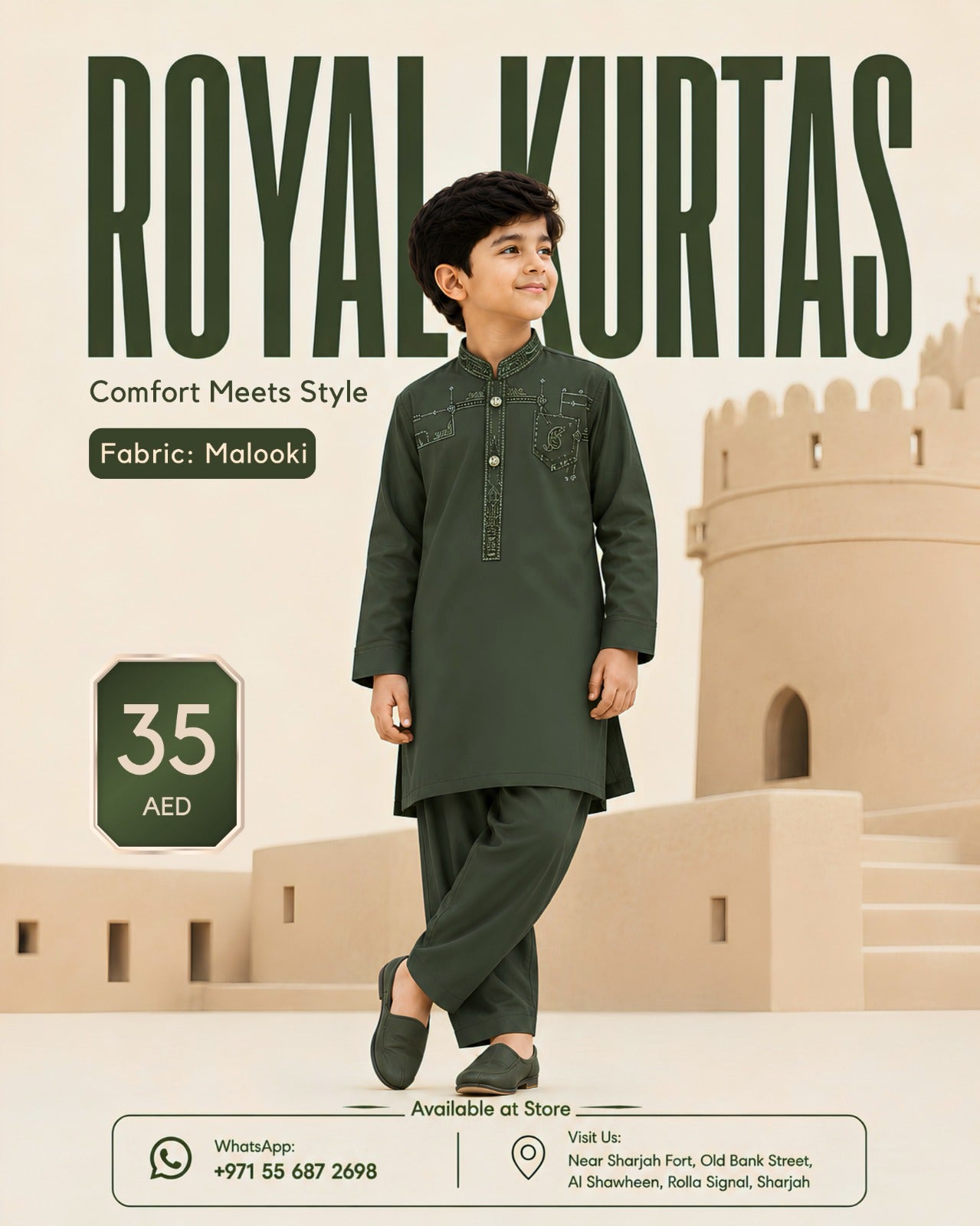 Kids' Elegant Malooki Embroidered Shalwar Kameez Suit