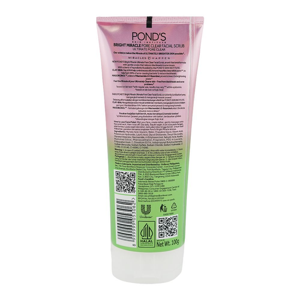 Pond's Bright Miracle Ultimate Pore Clear Clay-BHA Facial Scrub - 100g