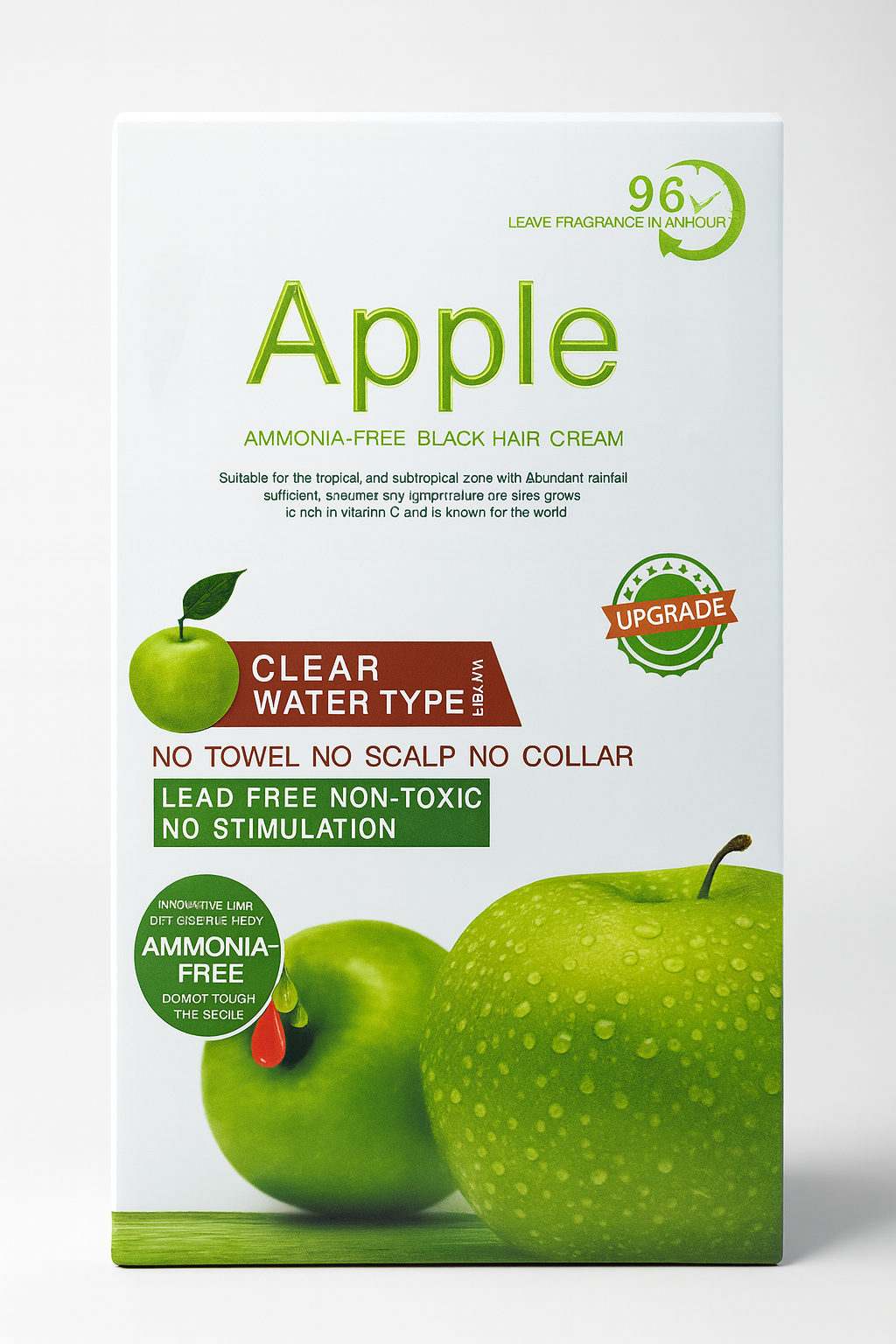 Apple Ammonia-Free Black Hair Cream (Clear Water Type) - Natural Black Dye