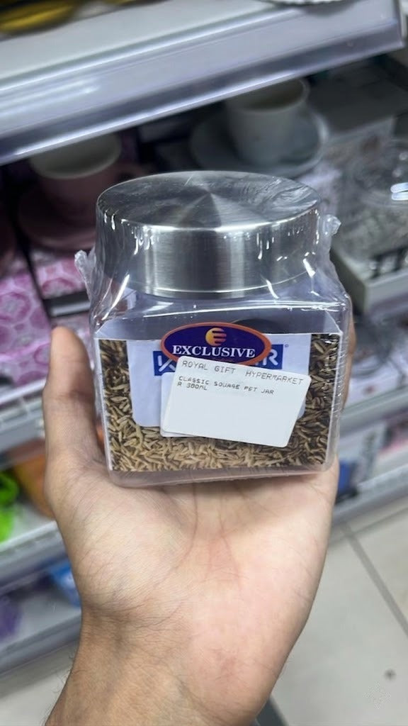 Classic Square Pet Jar 300ML – 6 Pieces